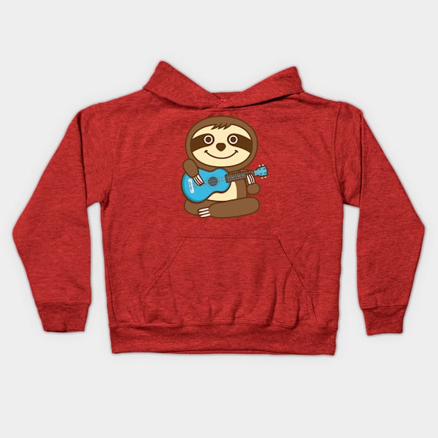 Sloth Ukulele Kids Hoodie by Plushism